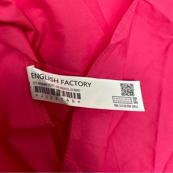 English Factory Pink Puff Sleeve mini Dress size XS NWT - Picture 7 of 9